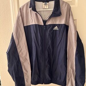 Adidas Men's Windbreaker in Navy and Light Gray